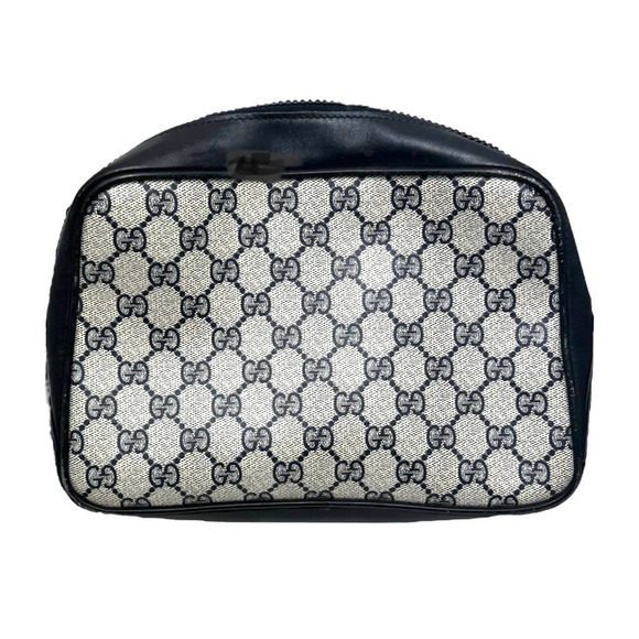 Gucci Authentic Vintage Navy Canvas Shoulder Bag Purse - Picture 3 of 10